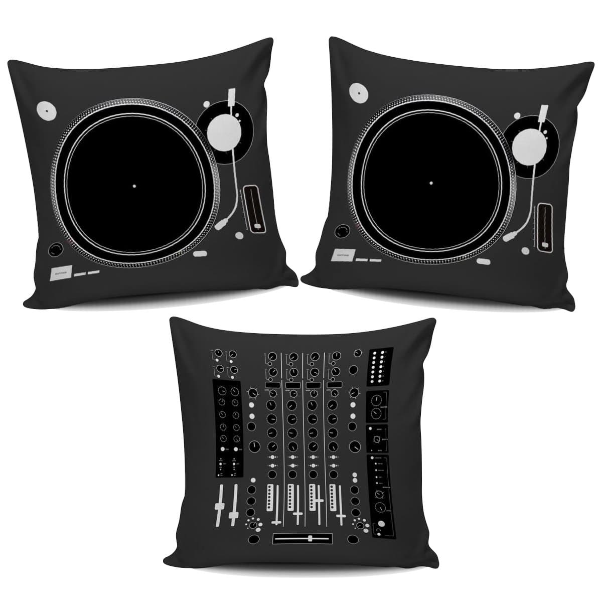 DJ Mixer & Turntable Cushion Pillow Covers (DJ Set of 3)