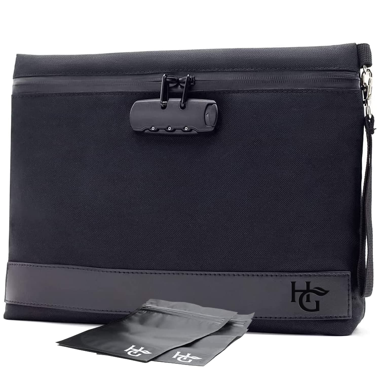 Herb Guard Smell Proof Bag with Built-In Combo Lock (12x10 inches, Holds 3 Ounces) - Comes with 2 Resealable Bags to Keep Contents Fresh