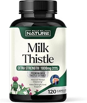 Built by Nature Milk Thistle Liver Detox Supplement with Silymarin Extract & Dandelion Root – Gentle Herbal Liver Cleanse for Men & Women - Liver Health Support - Non-GMO - 120 Veggie Capsules