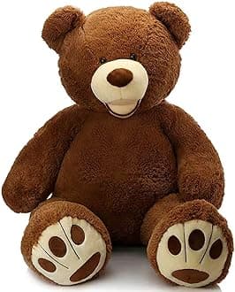 (100cm, Dark Brown) - Giant Teddy Bear with Big Footprints Big Teddy Bear Plush Stuffed Animals Dark Brown 100cm