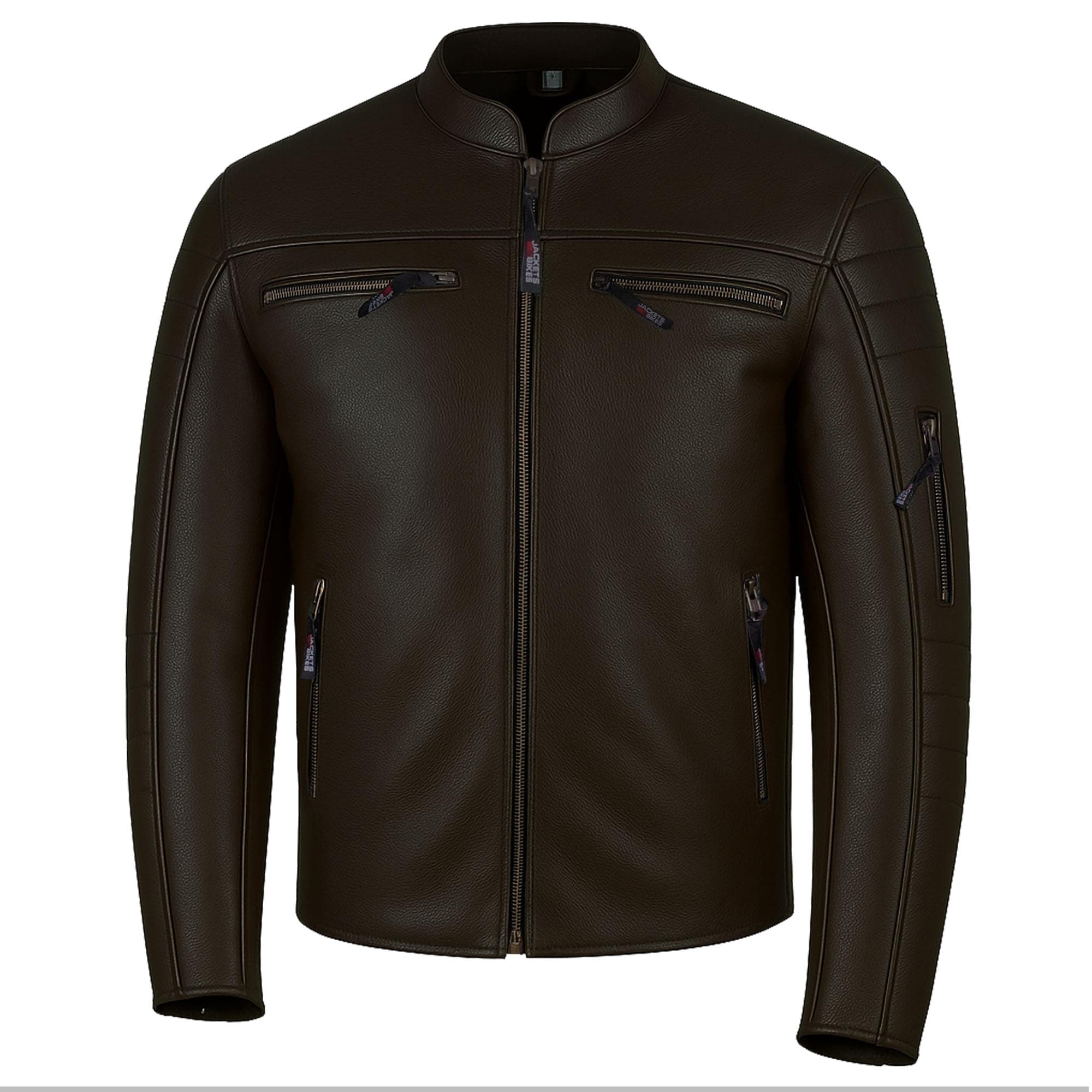 REVOLT Men's Motorcycle Jacket, Natural Buffalo Leather, CE Armor - Ventilation, Cruiser Motorbiker Touring Biker Brown XL