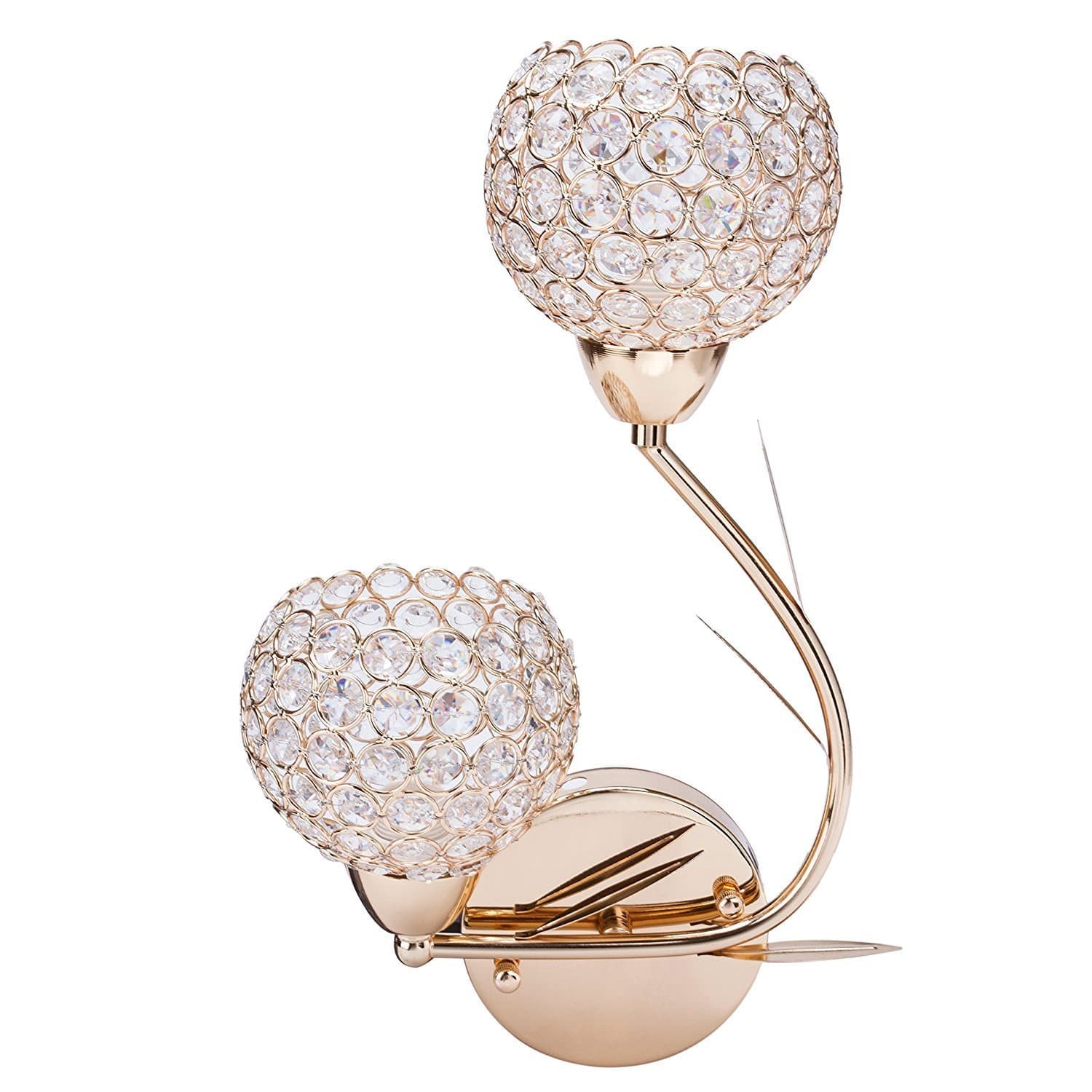 ATC® Golden Double Head Creative Crystal Wall Lamp Suitable for Living Room Bedroom Bedside Corridor (Right)