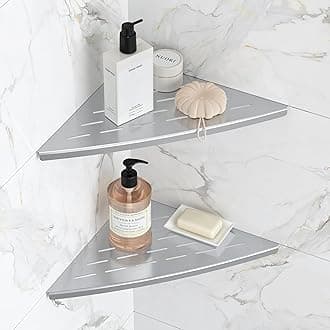 Corner Shower Shelf Brushed Nickel, 304 Stainless Steel 11.5” Recessed Corner Shelf Bathroom for Tiled Wall, Floating Shower Shelves Shampoo Holder, No Drilling, 2 Pack