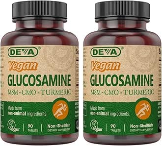 Vegan Glucosamine-MSM-CMO & Turmeric Supplement - Gluten Free Plant Based Nutritional Supplement - 90 Tablets (Pack of 2)