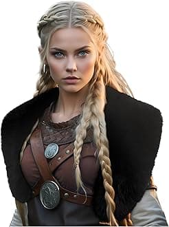 L'VOWViking Fur Collar Faux Fur Shawl Shoulder Fur Wrap Scarf Women Halloween Barbarian Cosplay Costume Accessory