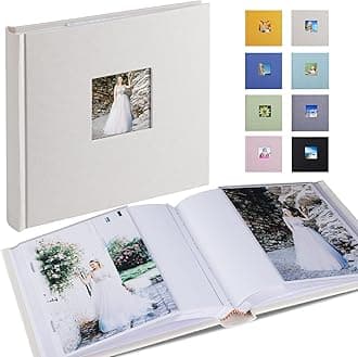 Photo Album 4x6 Hold 60 Photos with Memo Vertical Slip-in Pockets Photo Book, Linen Cover Picture Photo Albums with Writing Space for Wedding Baby Mother's Day Beige