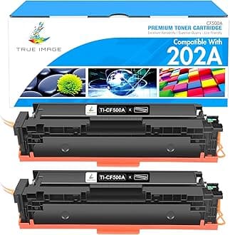 TRUE IMAGE Compatible Toner Cartridge Replacement for HP 202A CF500A 202X CF500X Color Laserjet Pro MFP M281fdw M281cdw M254dw M254nw M281fdn M280nw M254 M281 202 Toner Ink Printer (Black, 2-Pack)