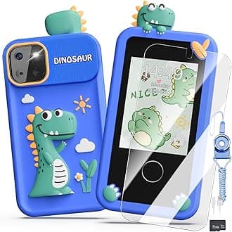 Luyiilo Smart Phone Toys for Kids, Dinosaurs, Gift Toys for Boys Ages 3-9 Christmas, Birthday Gifts Mini Smartphone Toys with 2.8 Inch Touch Screen 16 Learning Games Dual Camera