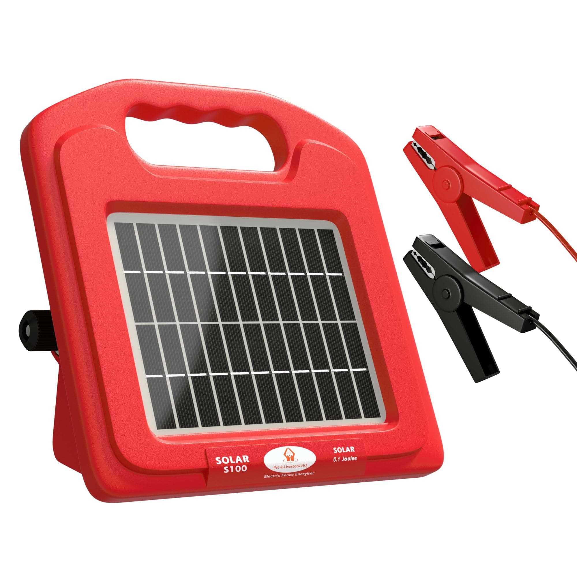 Solar Powered Fence Charger (w/Sign) Energizer Panel, 0.1 Joule Electric Power Battery Shock Storage for 2-Miles of Pasture Fencing to Protect Horses, Cattle, Dog, Sheep, Pig, Goats