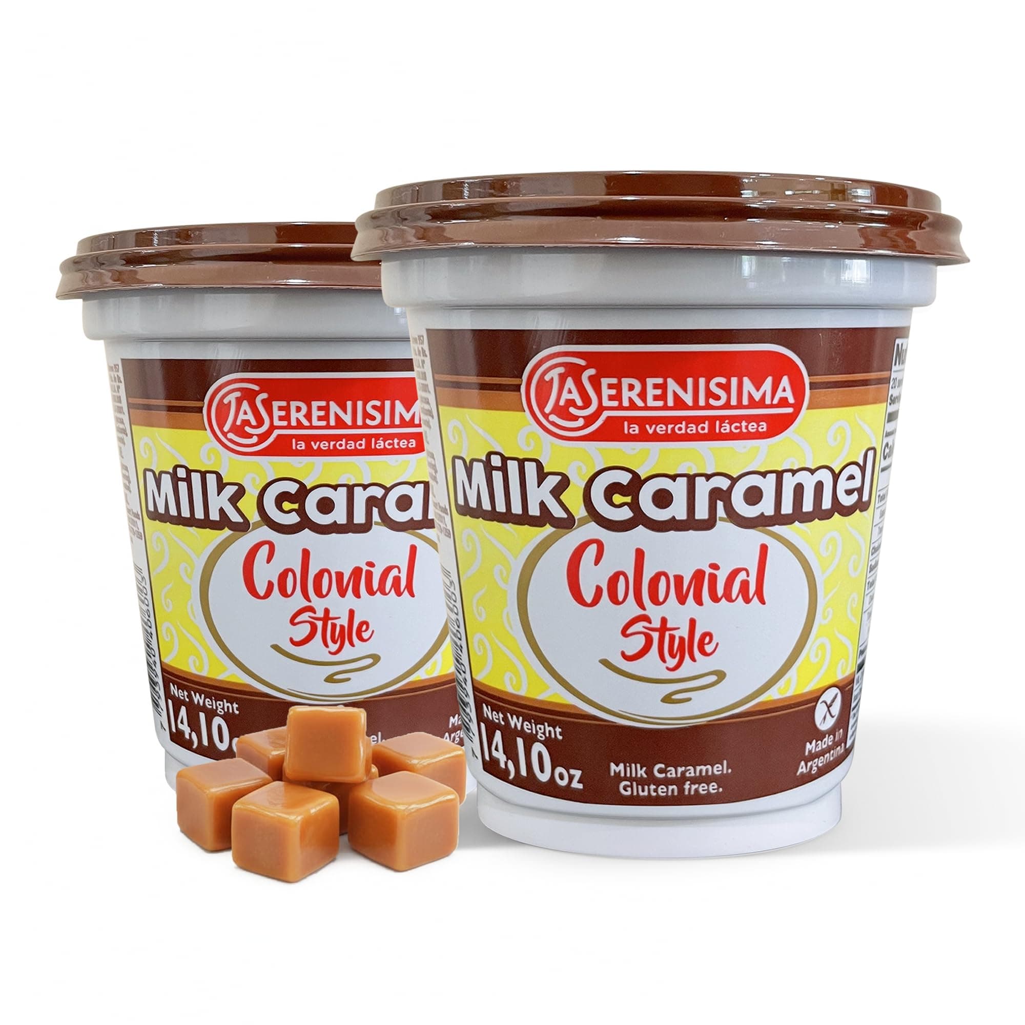 La Serenísima Dulce de Leche - Authentic Milk Caramel Spread from Argentina - Gluten-Free Creamy Caramel Sauce for Baking, Desserts - Rich Flavor for Pancakes, Waffles - 14.1 Ounce (Pack of 2)