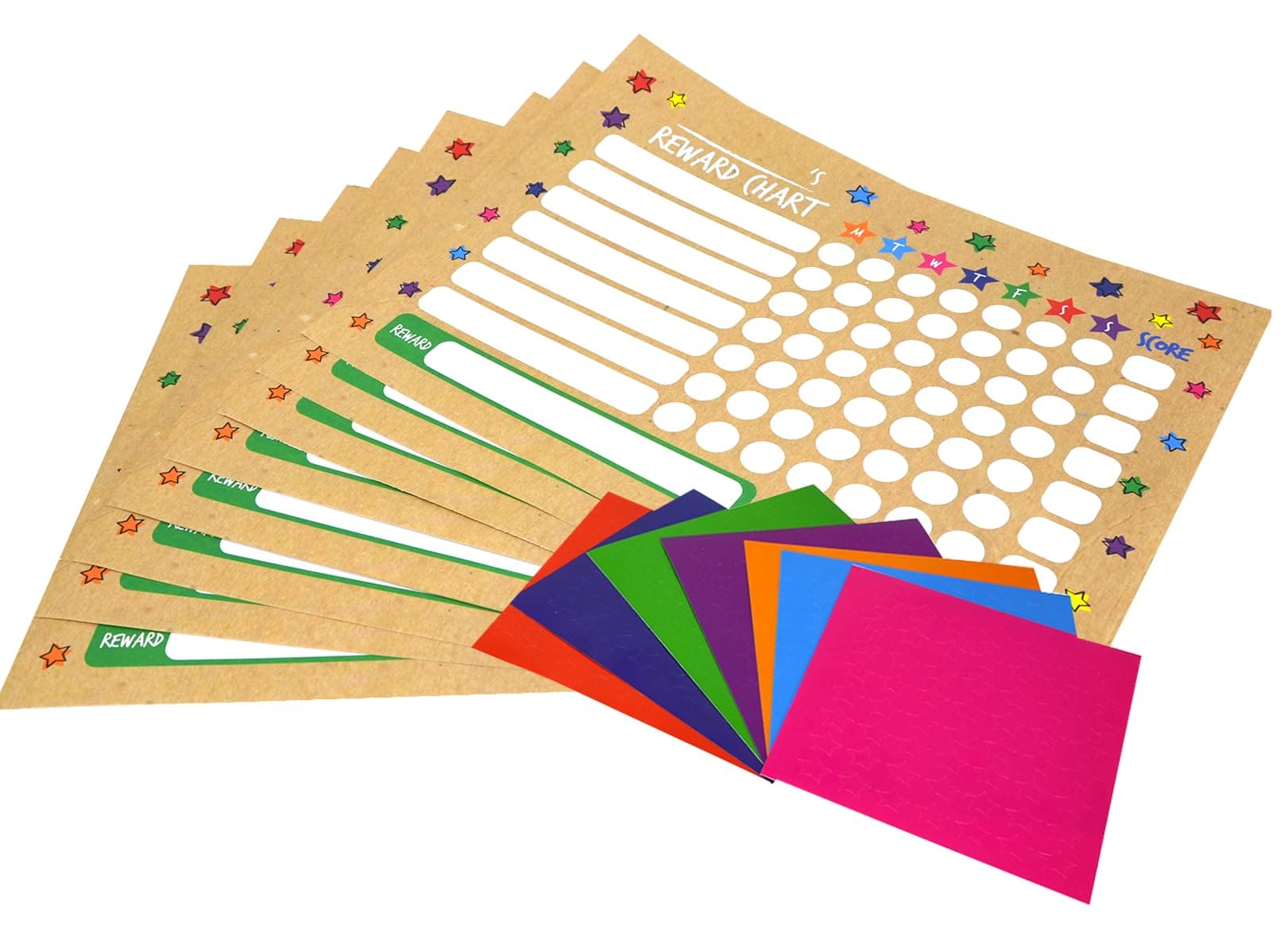 Reward Chart with Stickers for Children 8 Sheets A4 with 350+ Star Stickers Behaviour Charts for Children and Adults