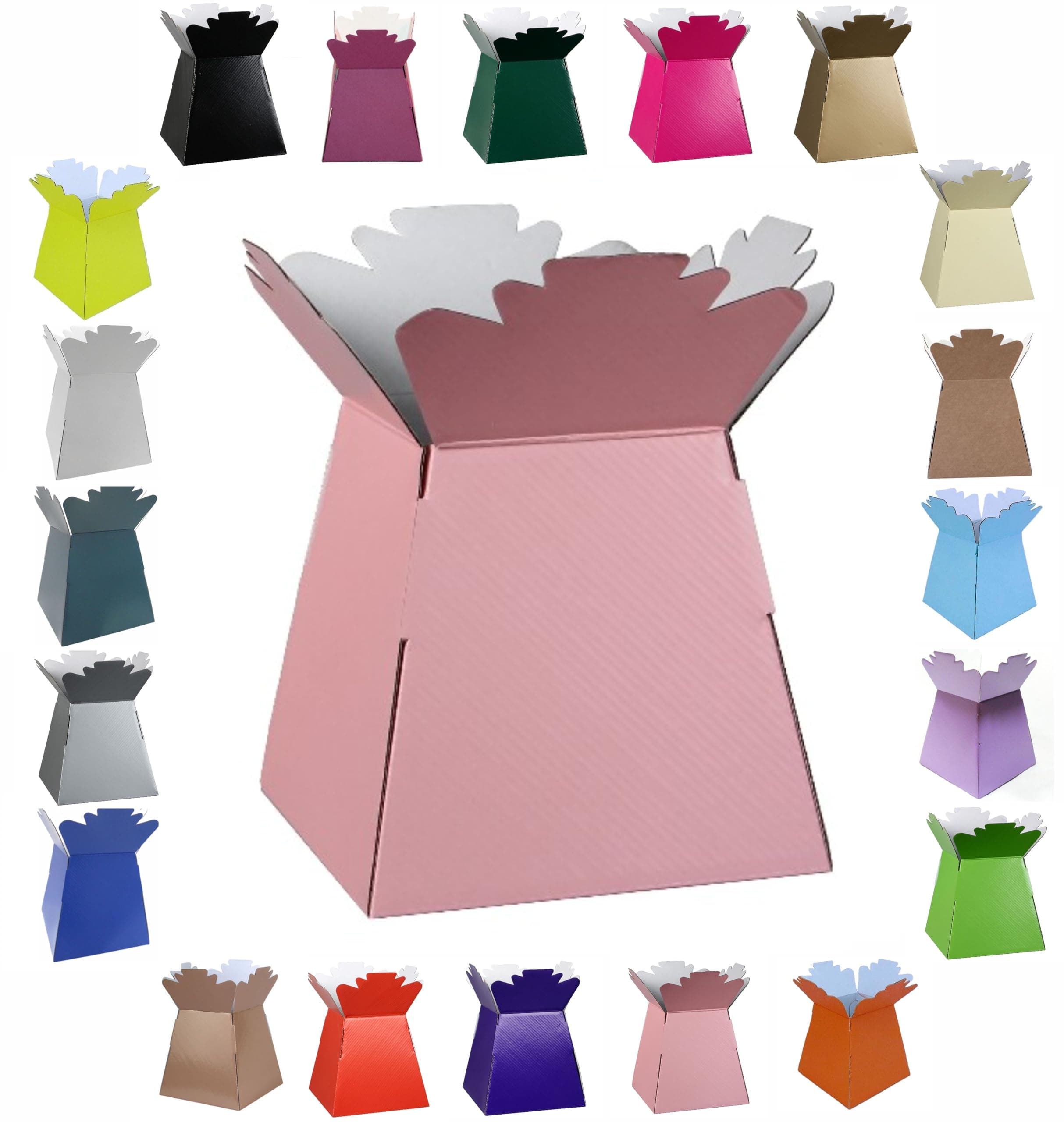 Glossy Vibrant Bouquet, Flower Box/Vase - Transportation Display, Presentation Boxes (1, Pink)