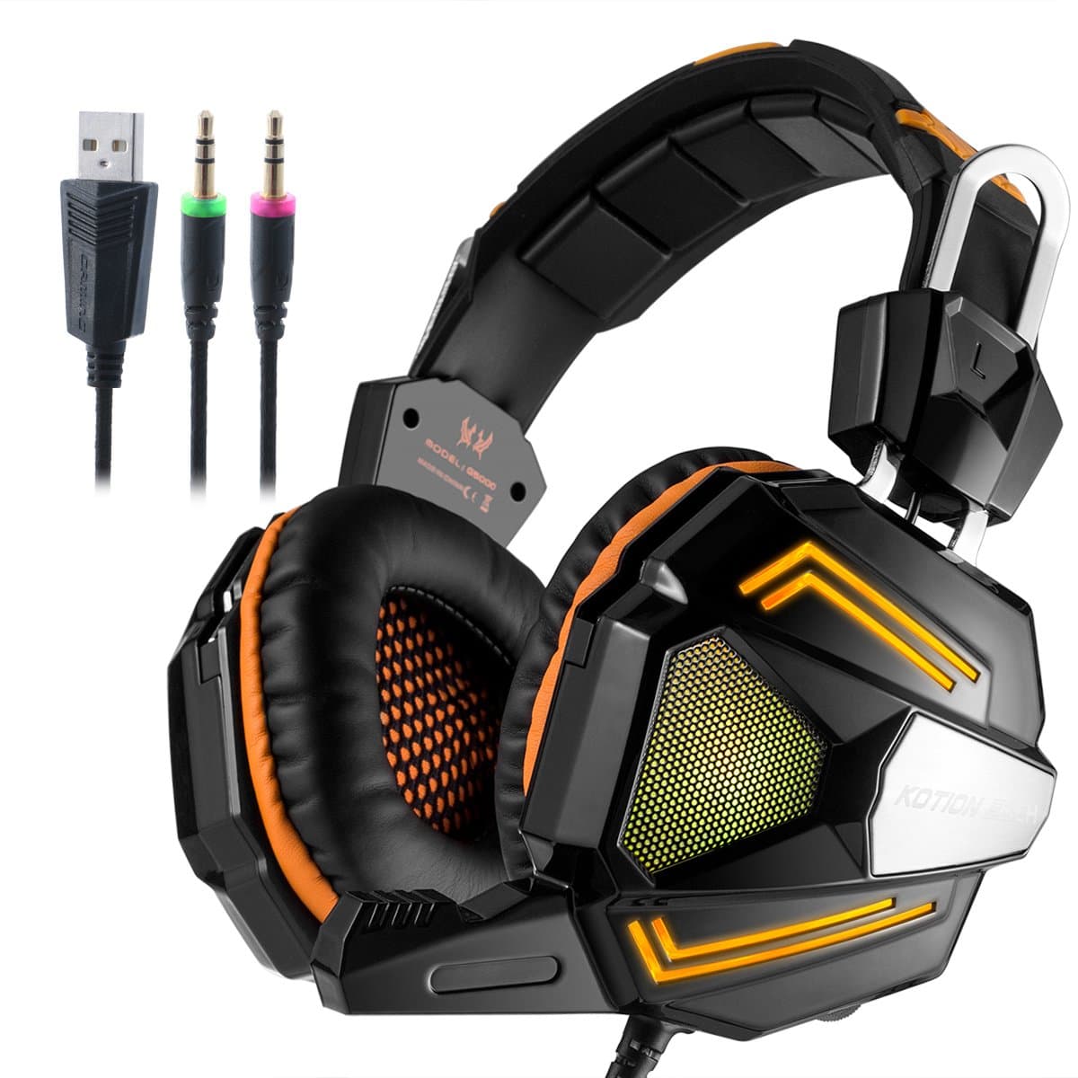 Zakitane KOTION EACH G5000 3.5mm PC Stereo Gaming Headset, Bass Headphones, Comfortable Headband with Microphone, Over-ear fit with Noise isolation, Breathing LED Light for Laptops or Computers