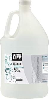 Better LifeDish Soap - Liquid Dishwashing Soap with Vitamin E and Aloe for Home & Kitchen Sink - No Gloves Required Kitchen Soap for Sensitive Skin - 1 Gal Refill Unscented