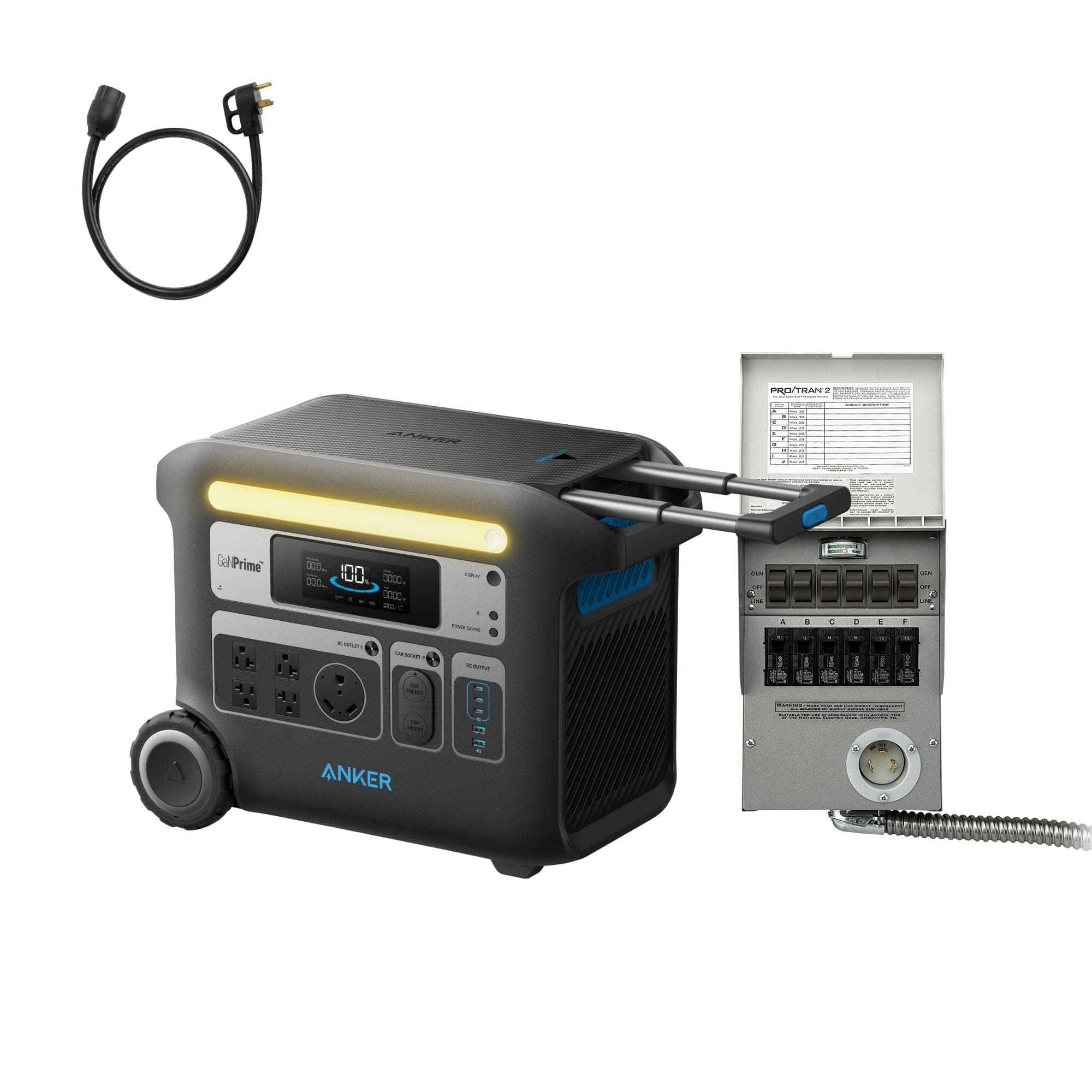 Anker SOLIX F2000 Portable Power Station with Transfer Switch Kit, 2400W Solar Generator, LiFePO4 Battery, Generators for Home Use, for Outdoor Camping, and RVs (Solar Panel Optional)