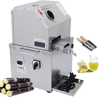INTBUYING Electric Sugarcane Juicer 800W Sugar Cane Press Machine with 3 Stainless Steel Rollers 660lbs/h High Output Sugarcane Juice Extractor Squeezer for Commercial & Home with 2 Peeling Knives