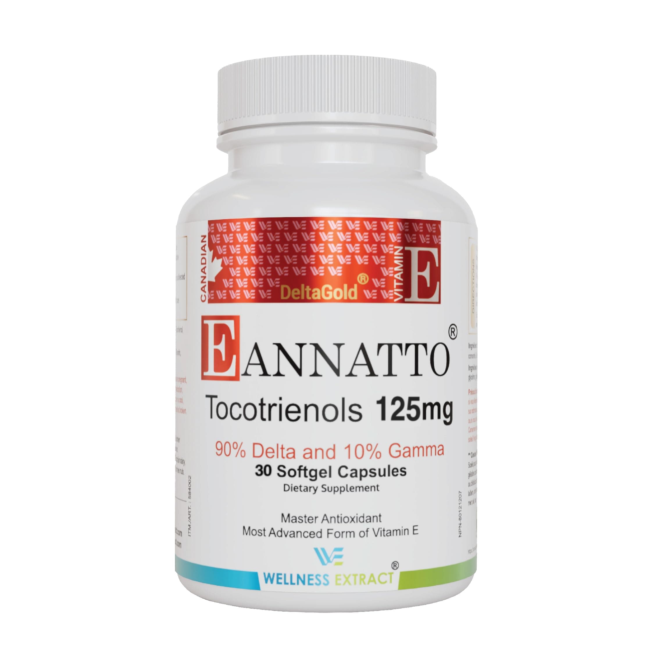 Tocotrienols Vitamin E Supplement Annatto Derived – DeltaGold, Tocopherol Free, Supports Cholesterol, Inflammation, Brain & Skin Health (125 mg, 30 Softgels)