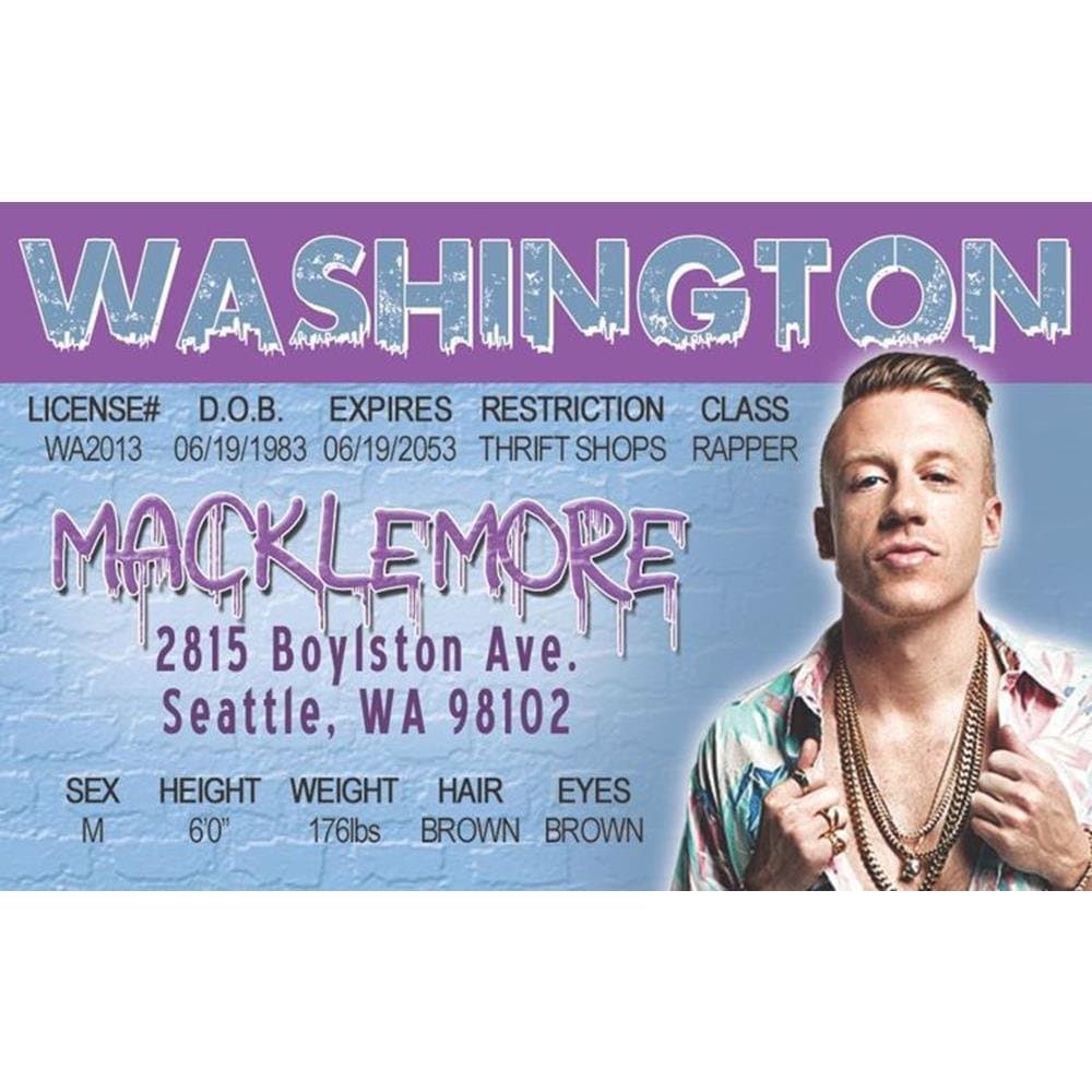 Signs 4 Fun Macklemore Fake ID License