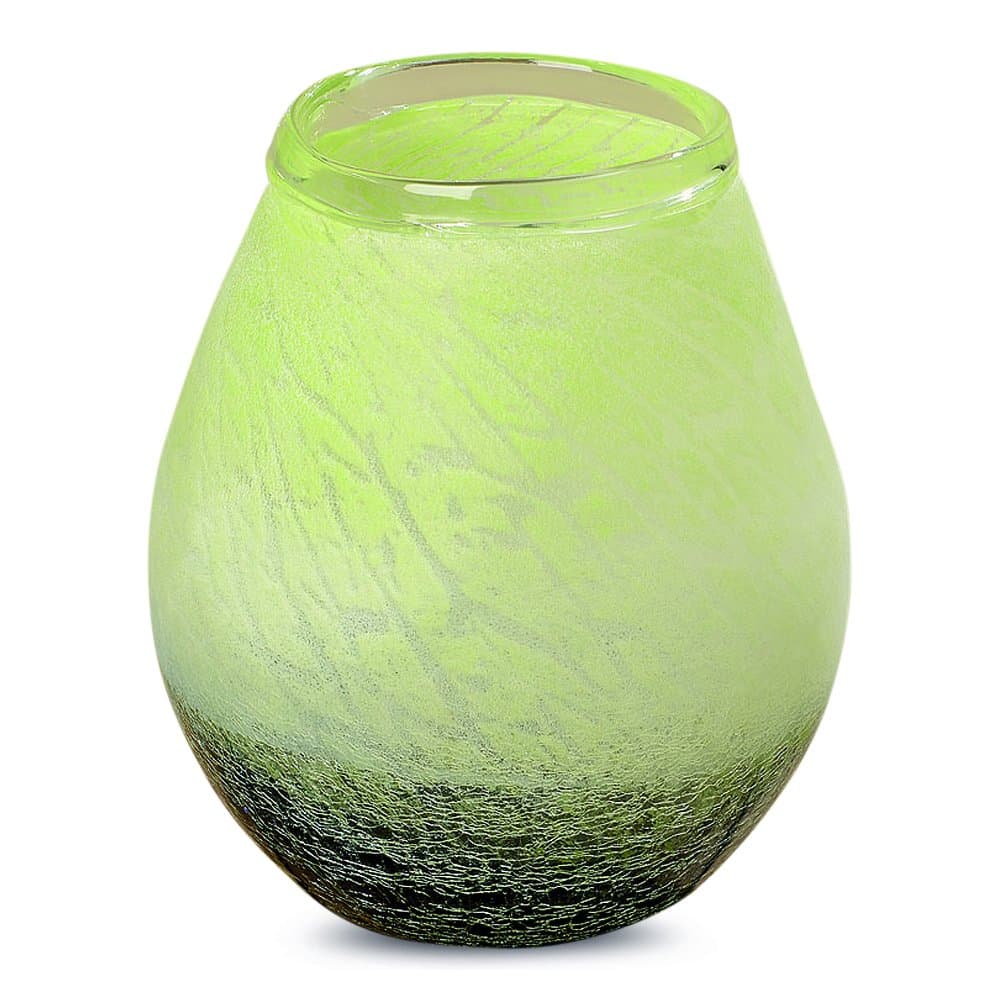 Whole House Worlds Beach Chic Ocean Green Hurricane Wind Light, Artisanal Crackle Glass, Hand Blown, Rustic Green and Seafoam White, 9 Inches High