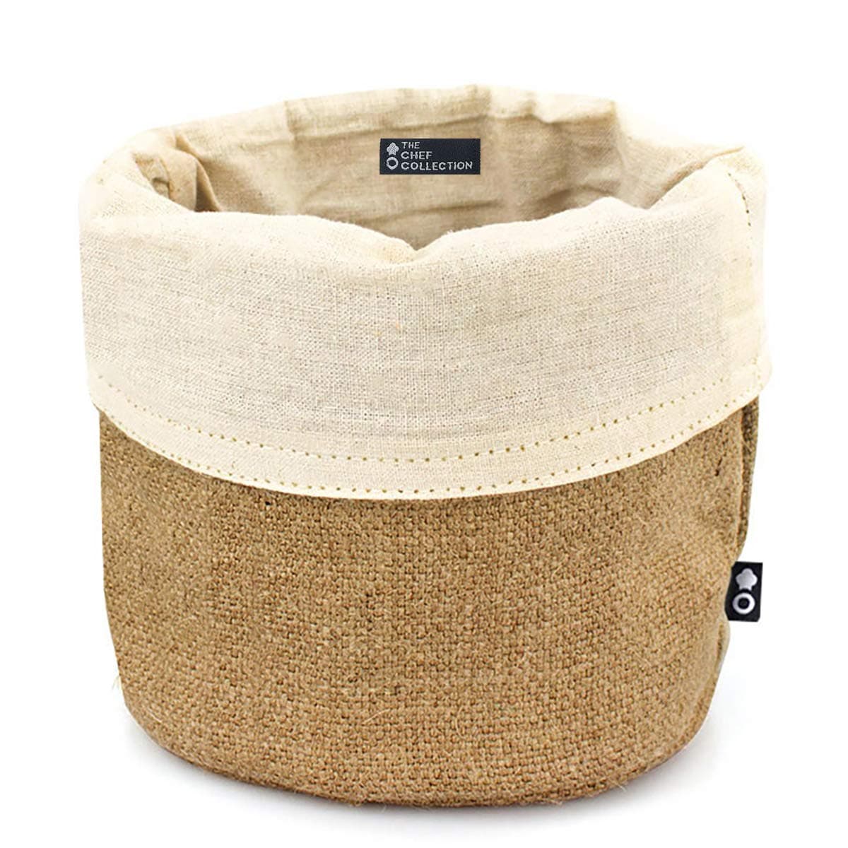 THE CHEF COLLECTION – Bread basket, basket, bread bag, 100% natural cotton and jute, 14x14 cm