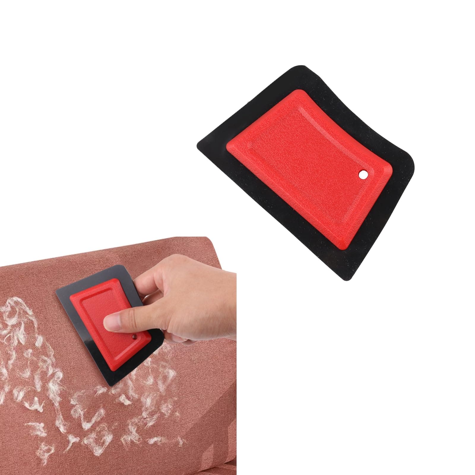 1 PC Pet Hair Remover Tool, Durable Waterproof ABS Portable Sofa Cleaner Replacement, Universal Reusable Fast Remover Supplies for Couch Furniture Pet Towers Rugs Clothing (Black & Red)