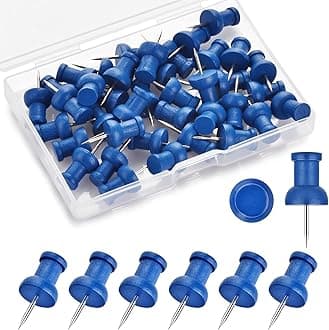 40Pcs Wood Push Pins, Decorative Thumb Tacks, Wooden Pins and Tacks, Cork Board Thumbtacks, Cute Thumbtack for Wall and Bulletin Board, Map Pins