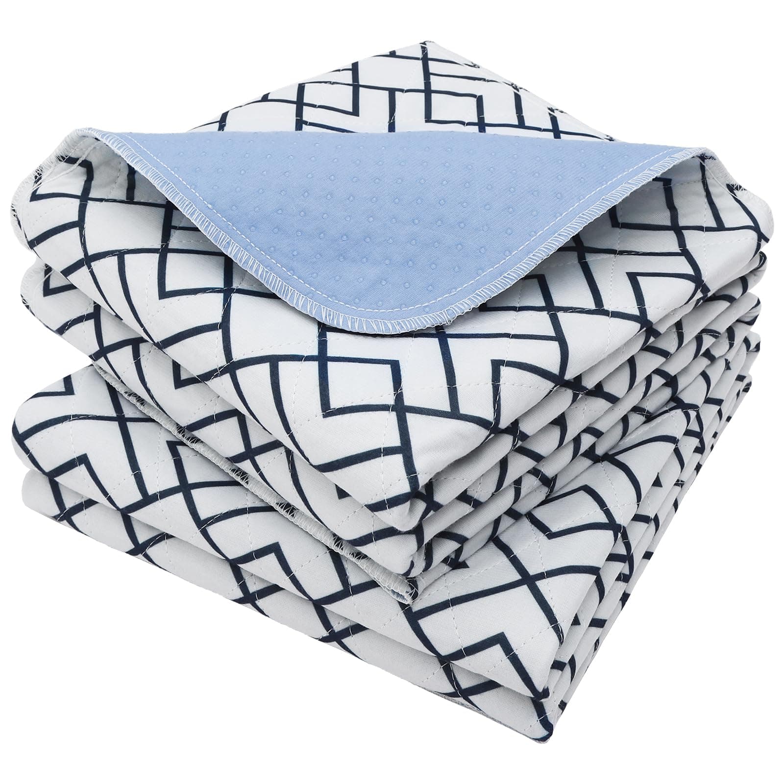 OUTCREATOR® Washable Bed Pads 34" x 56" (Pack of 2), Incontinence Mattress Protector, Anti-Slip Waterproof Underpads for Adults Kids Elderly Pets Absorbency & Reusable Bedwetting Pads (White Geometry)