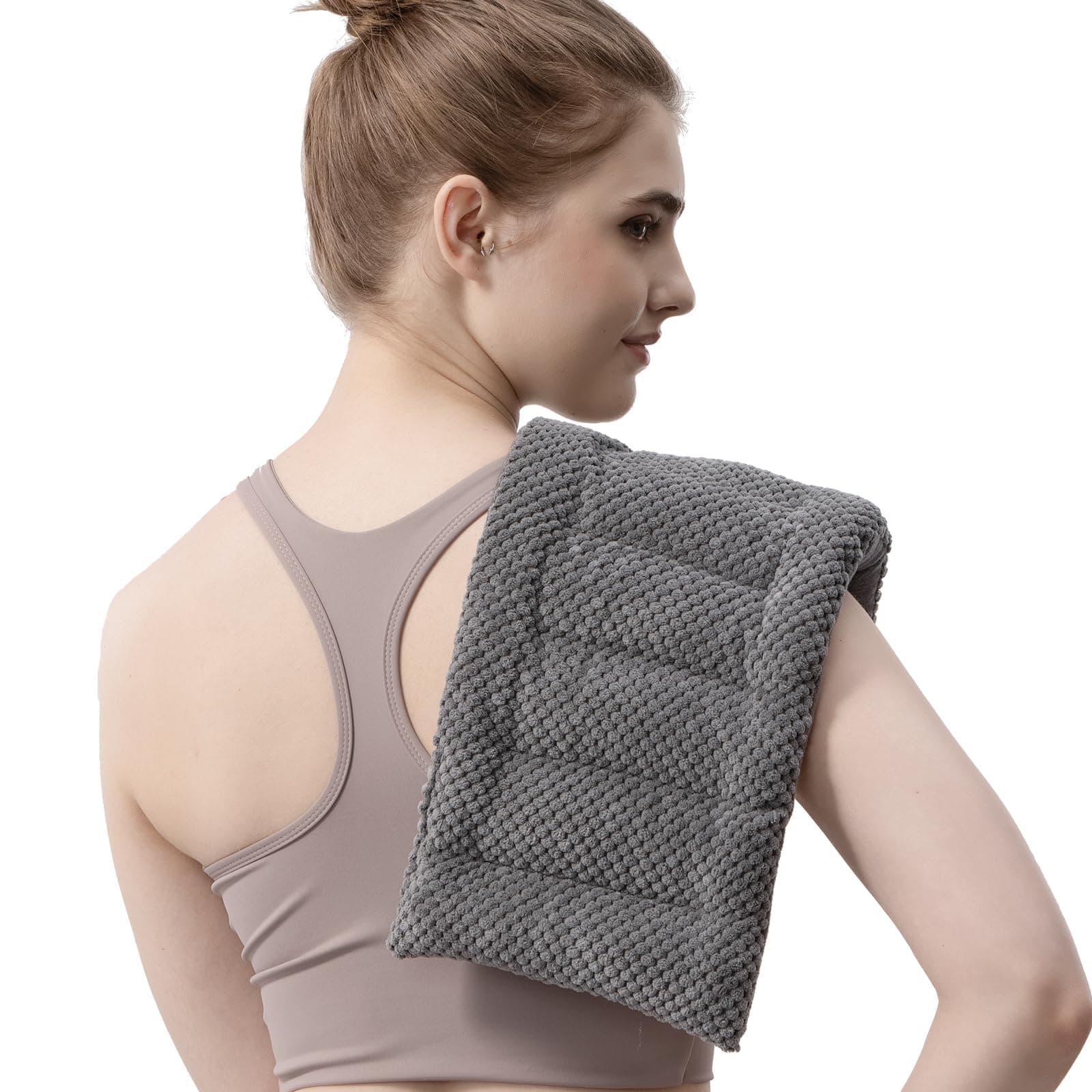 Weighted Microwave Heating Pad (1.8 lbs), 16x7 Inch Microwavable HotPack for Muscle Pain Relief Soothes Aches in Shoulders, Lower Back & Abdomen, Moist Heat Therapy Reusable