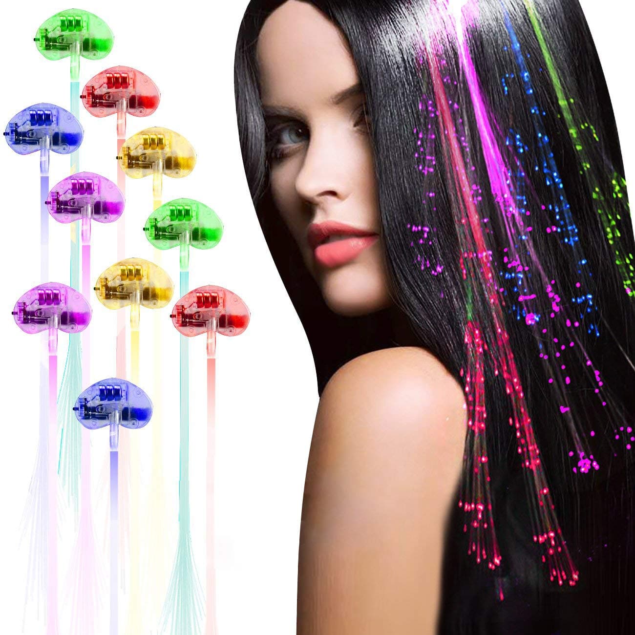 10 Pack flashing led light up toys Optics led hair lights, flashing led Light Up Toys, Barrettes for Party, Bar Dancing Hairpin, light up hair accessories