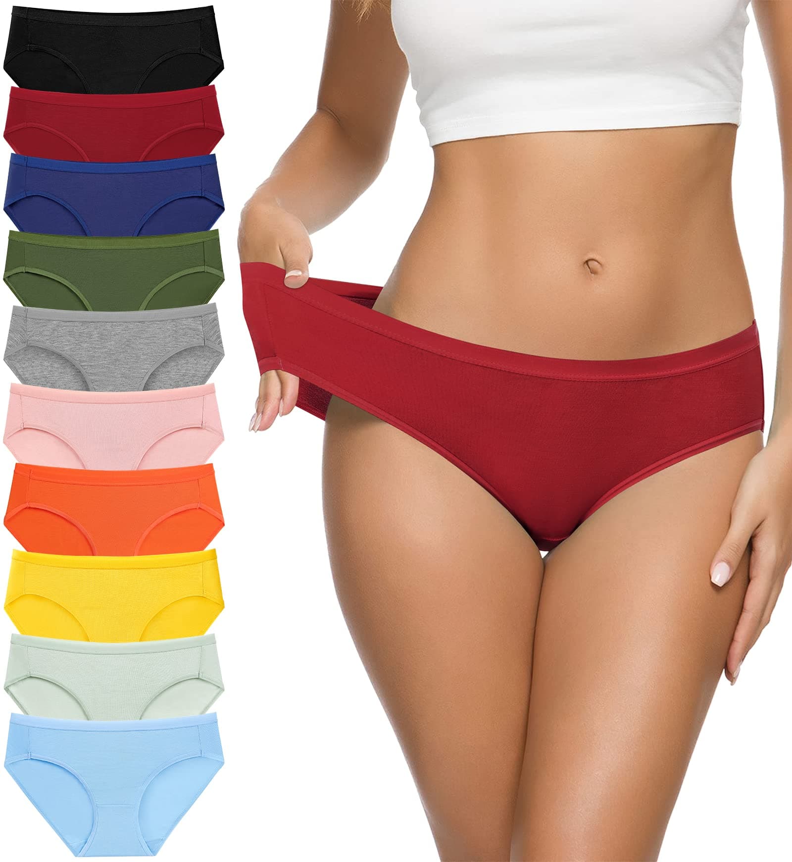 Women's Cotton Bikini Panties,High-Cut Full Coverage Stretch Cool Underwear for Women