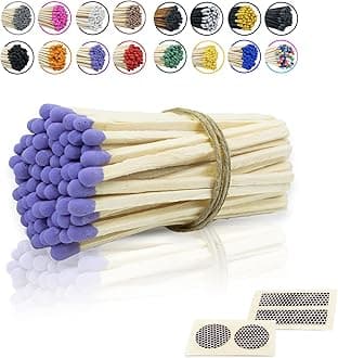 4" Inch Long Wooden Refill Matchsticks with Strike Stickers - Safety Matches Wholesale Bulk Loose by Chandler Studio (100 Pieces, Purple)