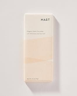 Mast Chocolate Bars | 6 pack | Organic, Kosher | Classic 2.5oz each (6 Bars, Organic Dark Chocolate with Almonds and Sea Salt)