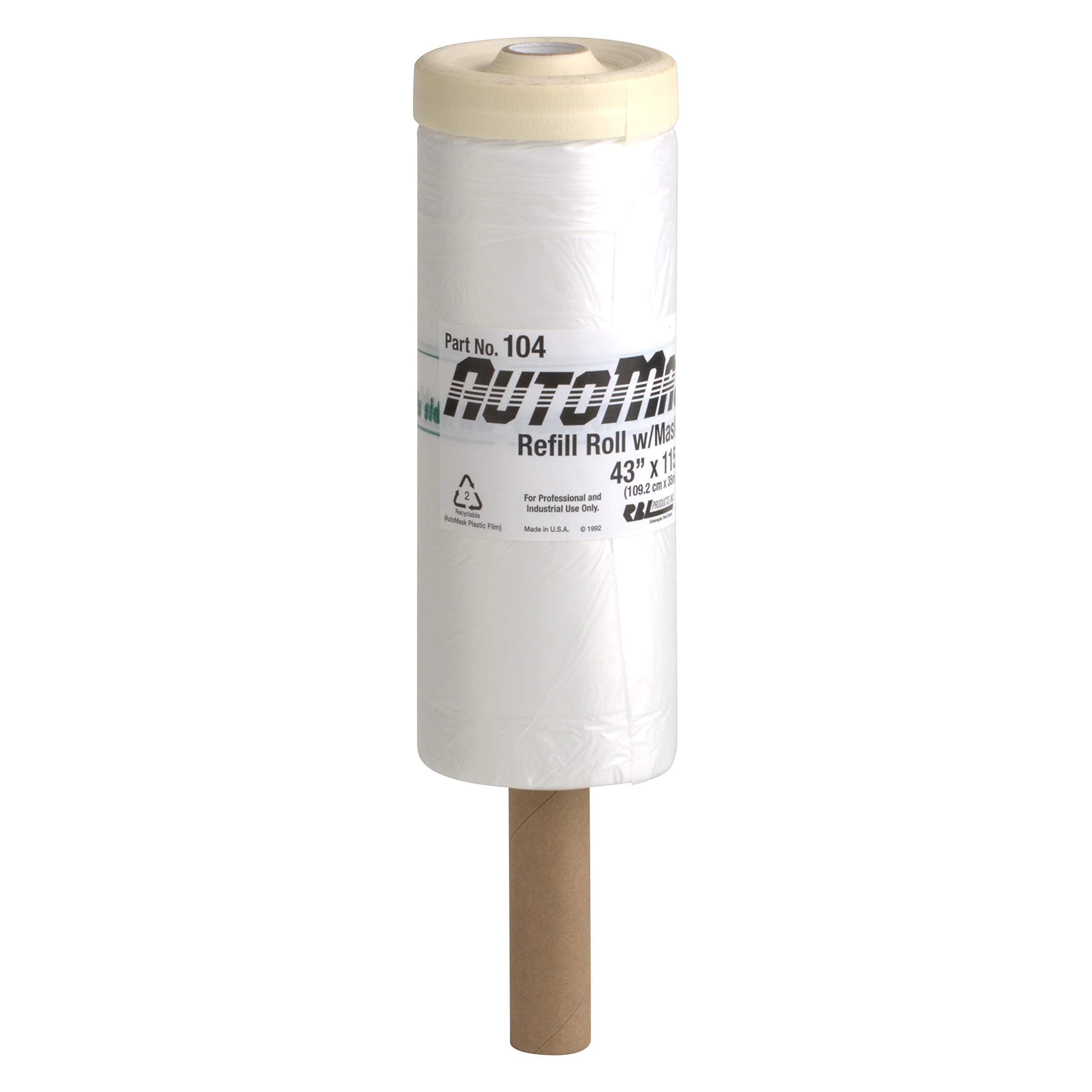 RBL Products AutoMask Refill Roll 43" x 115' – Paint Masking Film for Automotive Painting – Solvent-Resistant, Lint-Free, Heat-Resistant, Waterproof