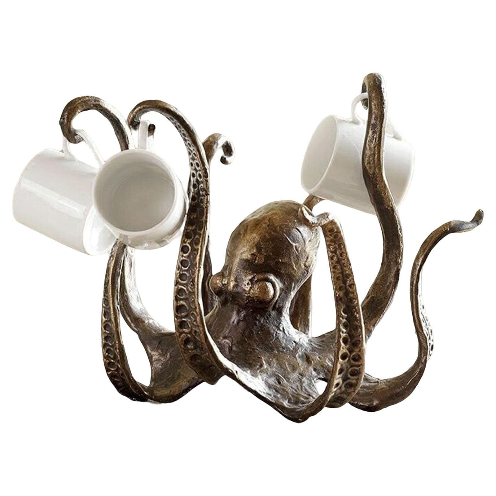 GIMOCOOL Mug Holder, Octopus Coffee Mug Holder, Home Storage Mug Hooks, Espresso Cup Holder, Tea Cup Holder, Mug Holder Pendant Tea Cup Holder Vintage Style Resin Octopus Table Statue Ornament