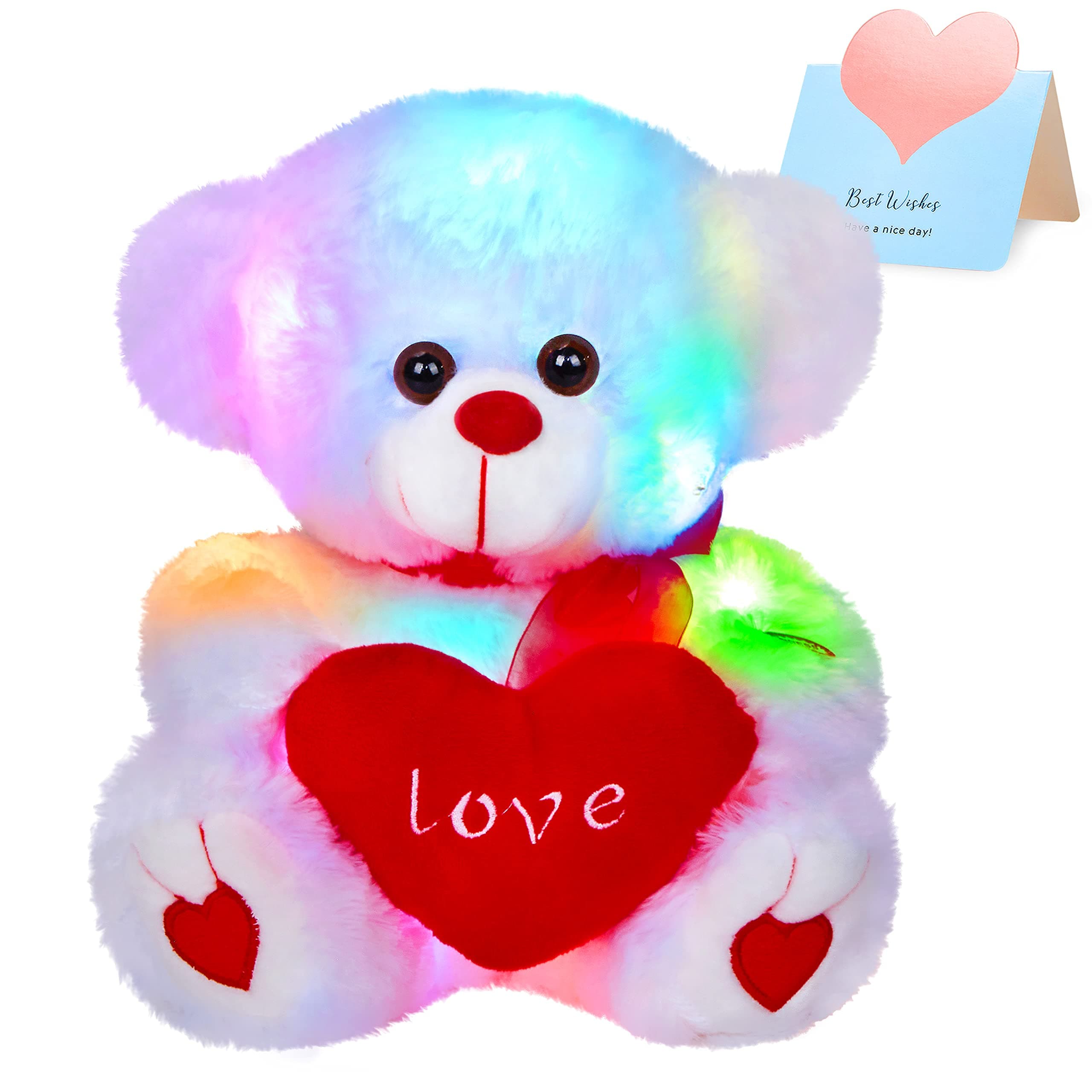 Bstaofy 10.5'' LED Teddy Bear Light up Stuffed Animal Glow Soft Plush