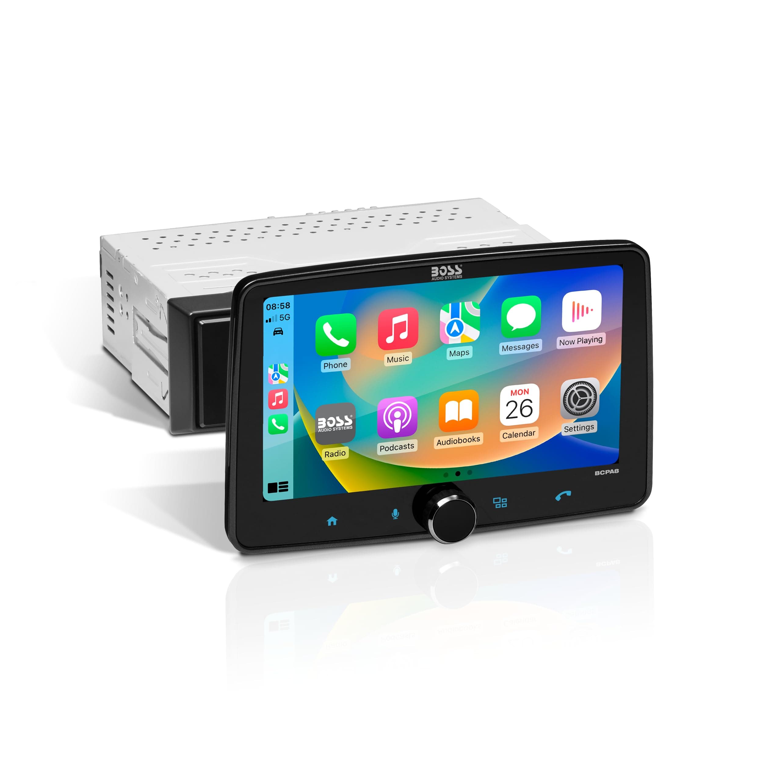 BOSS Audio Systems BCPA8 Single DIN Car Stereo Wireless Apple CarPlay, Android Auto, 8 Inch Touchscreen, Bluetooth, AM/FM Radio Receiver