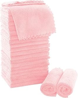 Ultra Soft Premium Washcloths Set - 12 x 12 inches - 24 Pack - Quick Drying - Highly Absorbent Coral Velvet Bathroom Wash Clothes - Use as Bath, Spa, Facial, Fingertip Towel (Pink)