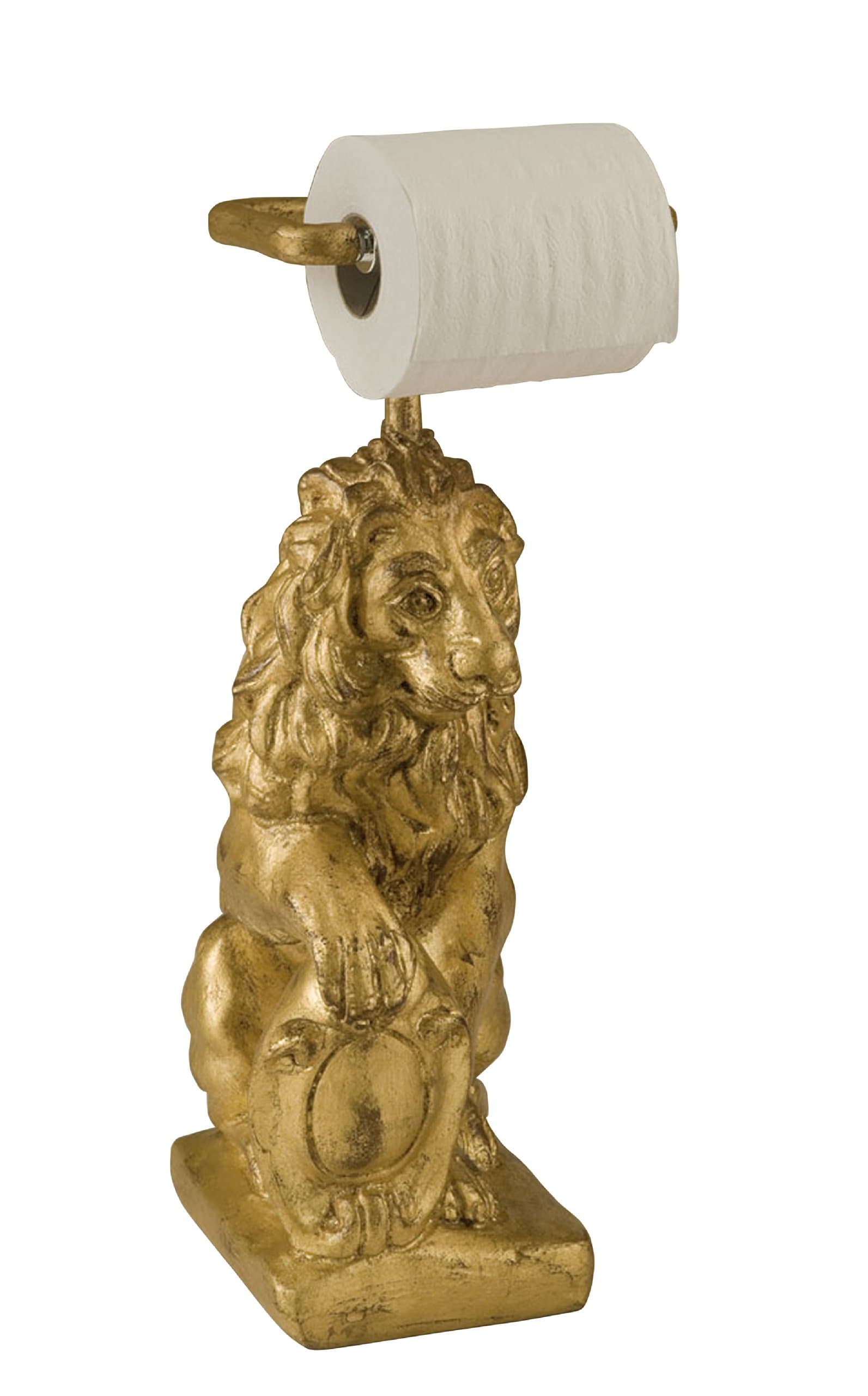 Hickory Manor House Standing Lion TP Holder/Gold Leaf