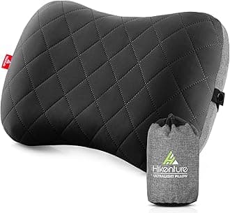 Hikenture Camping Pillow with Removable Cover - Ultralight Inflatable Pillow for Neck Lumbar Support - Upgrade Backpacking Pillow - Washable Travel Air Pillows for Camping, Hiking, Backpacking (Black)
