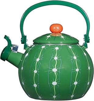 Whistling Tea Kettle for Stove Top Enamel on Steel Teakettle, Supreme Housewares Cactus Design Teapot Water Kettle Cute Kitchen Accessories Teteras (1.6 Quart, Cactus)