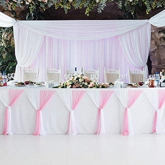 Pink Tulle Table Skirt Baby Shower Table Skirts for Party Girl Gender Reveal Birthday Tutu Table Cloth Cover 14ft