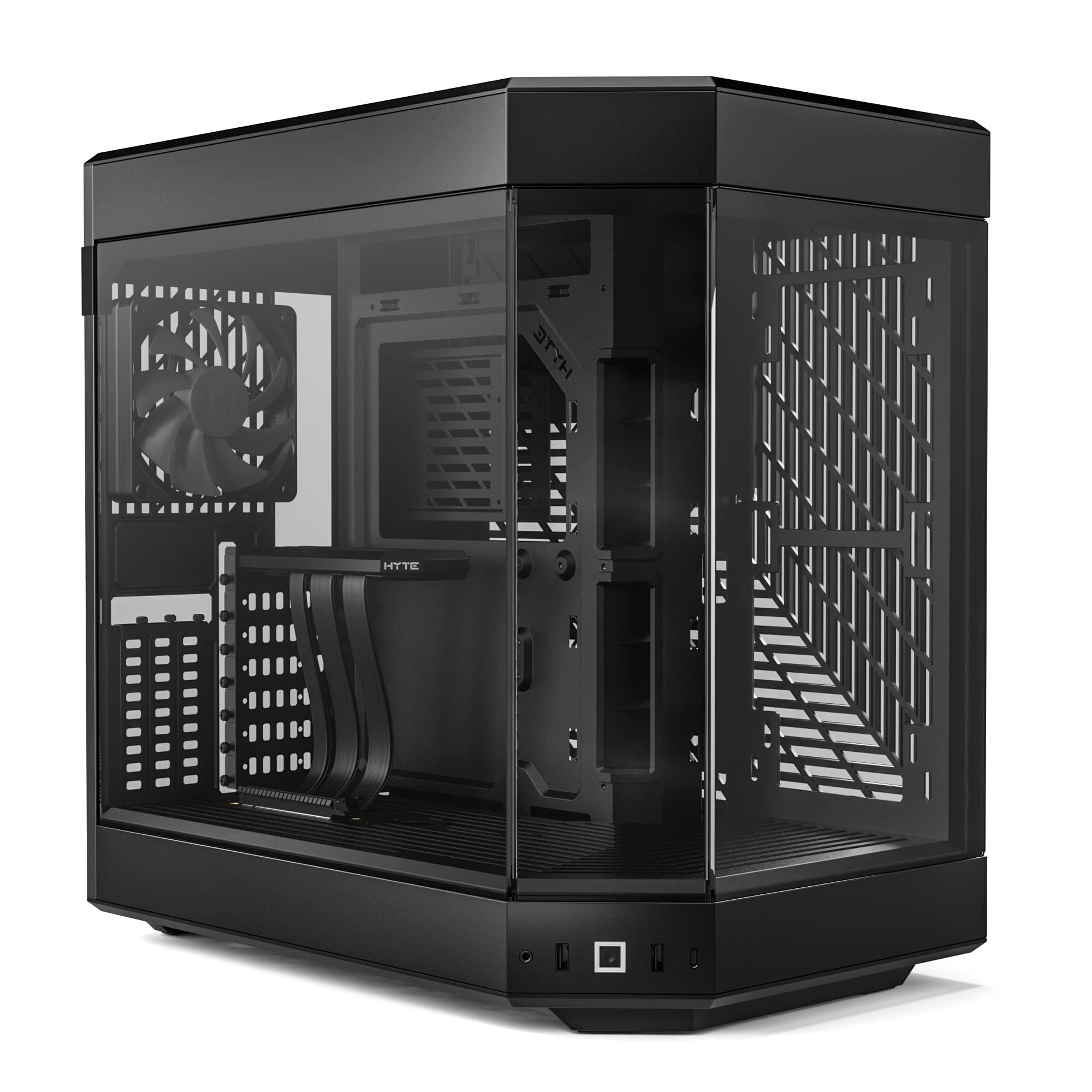Y60 Black 3-Piece Tempered Glass Dual Chamber Mid-Tower ATX Case