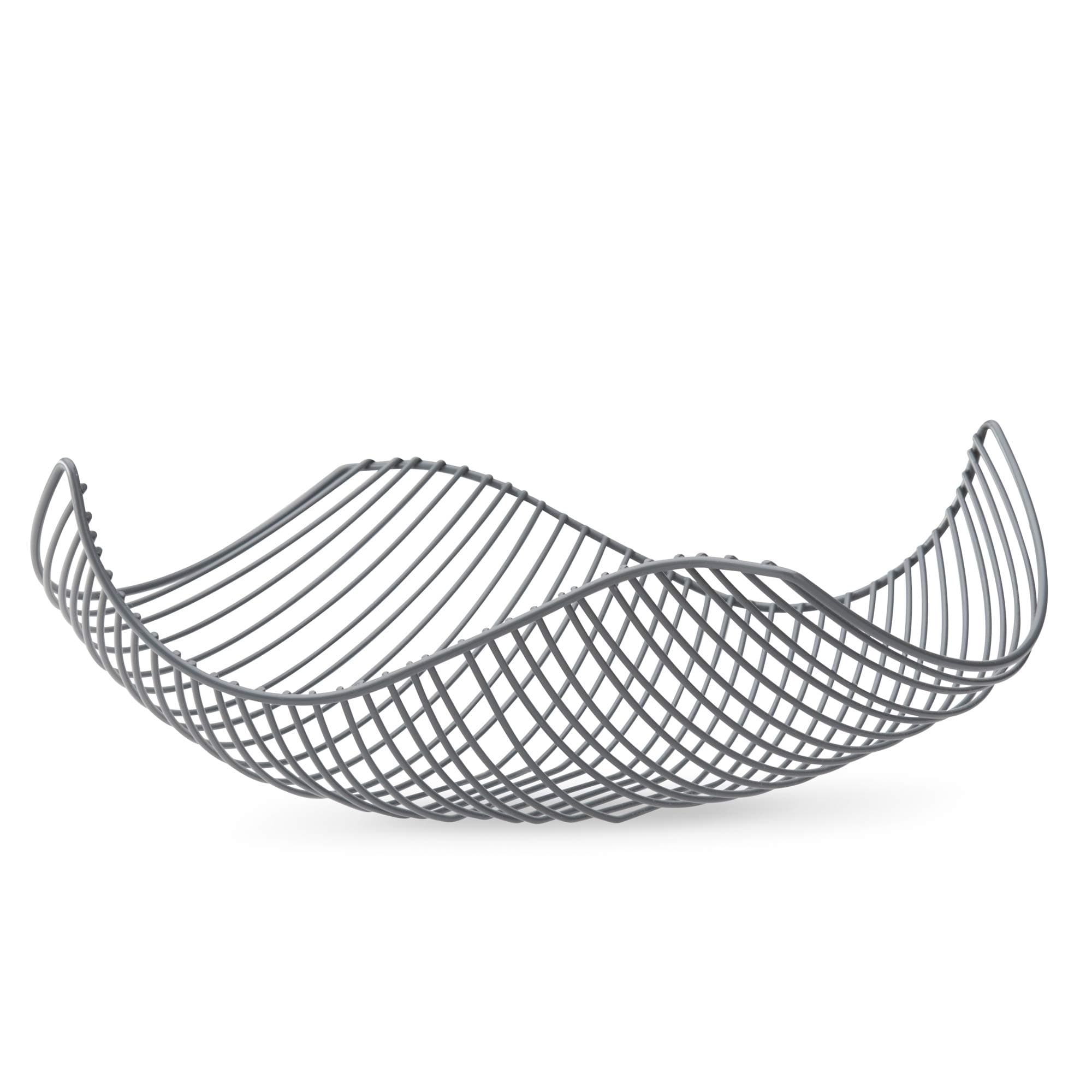 Fruit Bowl Basket in Matte Gray Silver - 6 Colors Available - Stainless Steel Wire Design with Modern Styling - Decorative Countertop Centerpiece