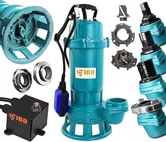 Submersible Dirty Water Pump Grinder Sewage Deep Well Septic Flood Sewage Sump (1500W Pump + 50m White FIRE Hose)