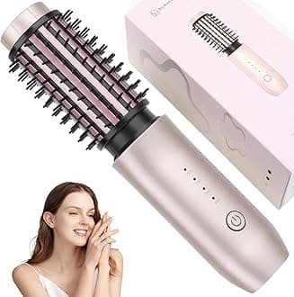 Wireless Hot Air Brush, Round Hairdryer, Thermal Hair Dryer Brush, Portable Travel Curling Iron Mini, 7000 mAh USB Rechargeable With Negative Ions