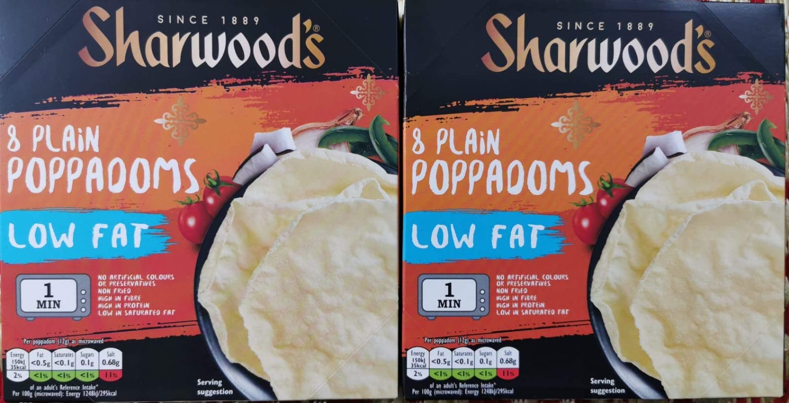 Sharwoods Plain Puppodums, Traditional Indian Crackers 4 oz (Pack of 2)