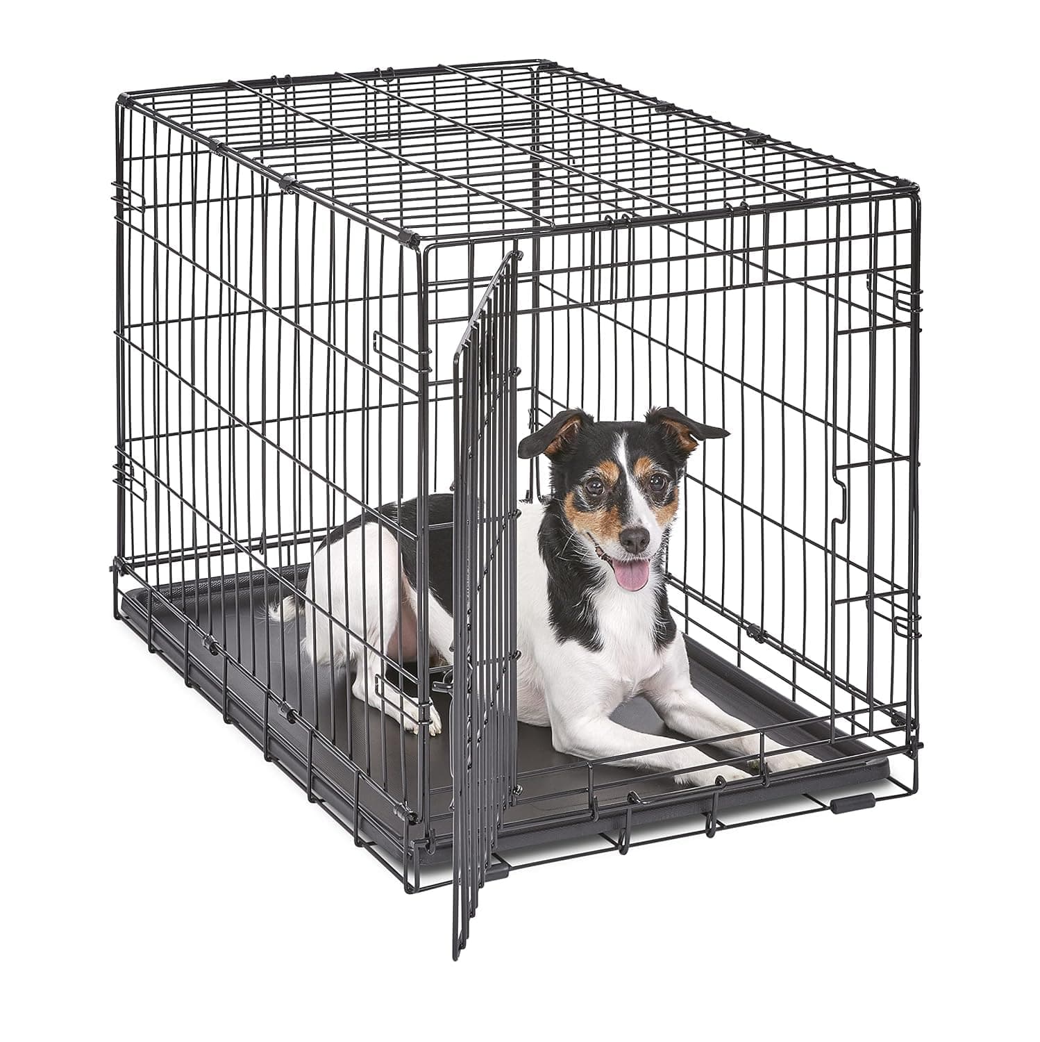 MidWest Homes for Pets 30-Inch iCrate for Medium Breeds, 21-40 lbs, Single Door Folding Dog Crate with Divider Panel, Leak-Proof Tray & Secure Latch, Portable, Durable & Easy to Assemble