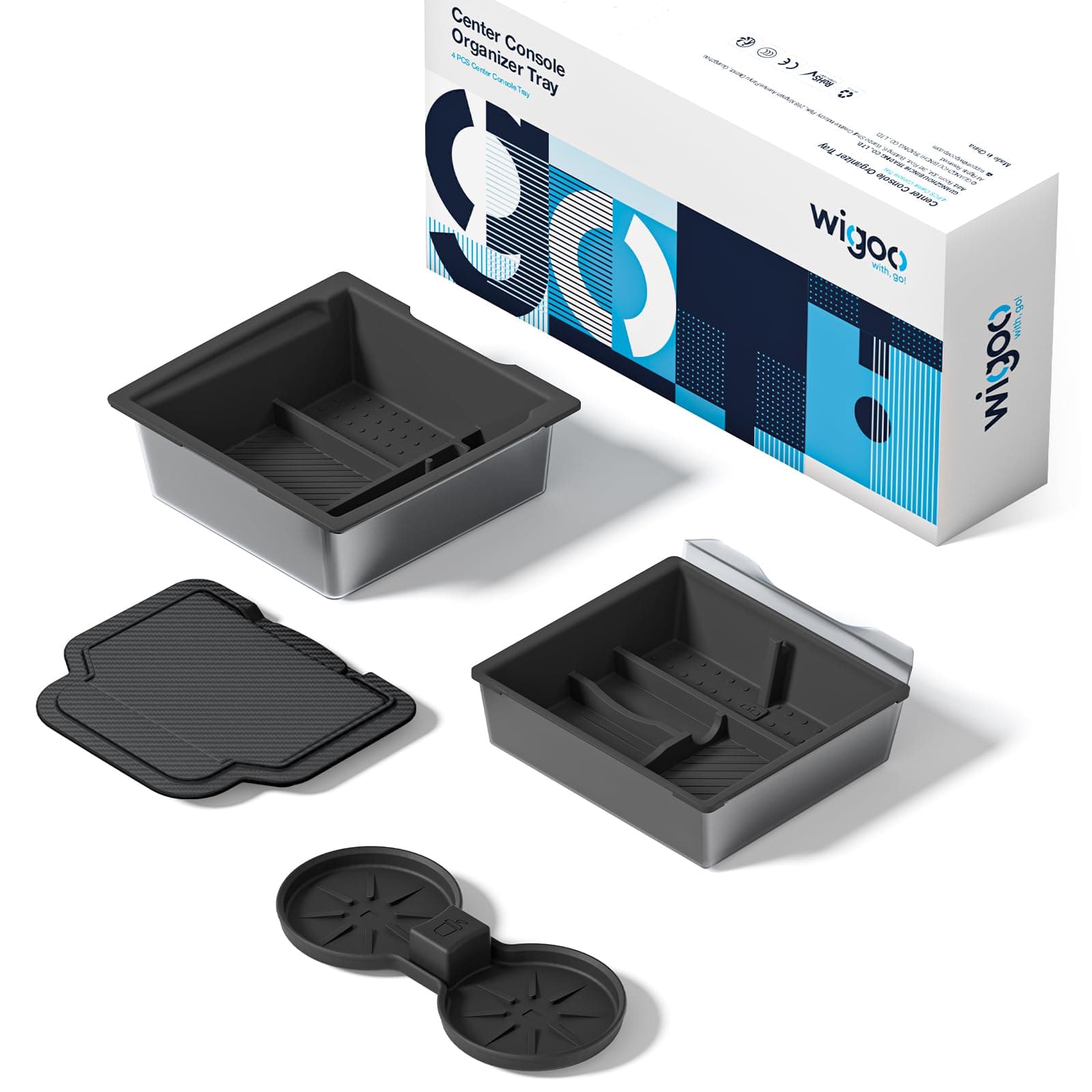 Center Console Organizer for Tesla Model Y Juniper (Only Premium & Performance 2025 2026) and All Model 3 Highland Accessories [Double-Layer Storage, Smooth Sliding] 4PCS Black