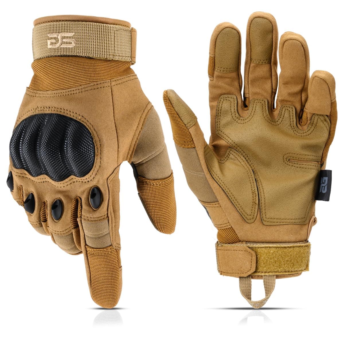 Tactical Gloves for Men – Touchscreen Utility Gear with Hard Knuckle Protection Used in Motorcycle, Airsoft, Combat, Police, Shooting & Outdoor Work Tan - Hard Knuckle Large