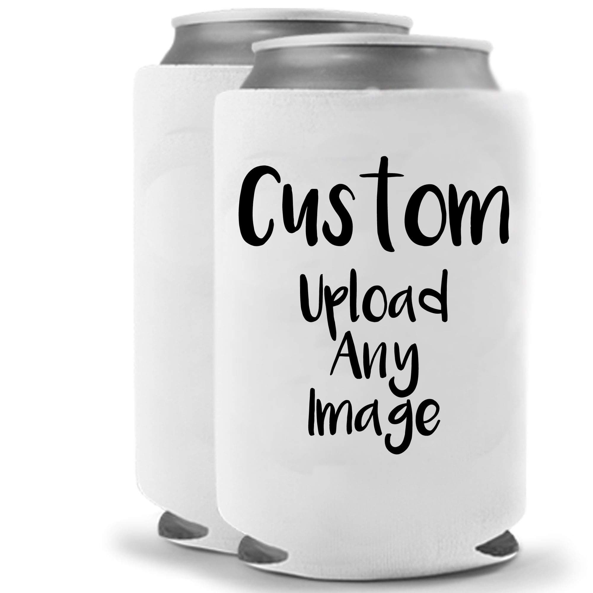Personalized Custom Can Cooler | Upload ANY Full Color Photo | Funny Novelty Can Cooler Coolie | Set of two (2) | Beer Beverage Holder Craft Beer Engagement Wedding Gifts | White Elephant Neoprene